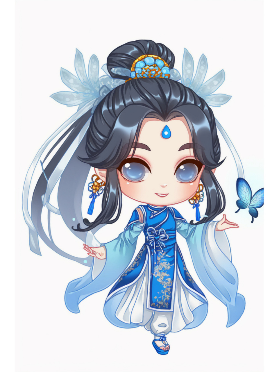 q版二次元古风花仙子(蓝色系)