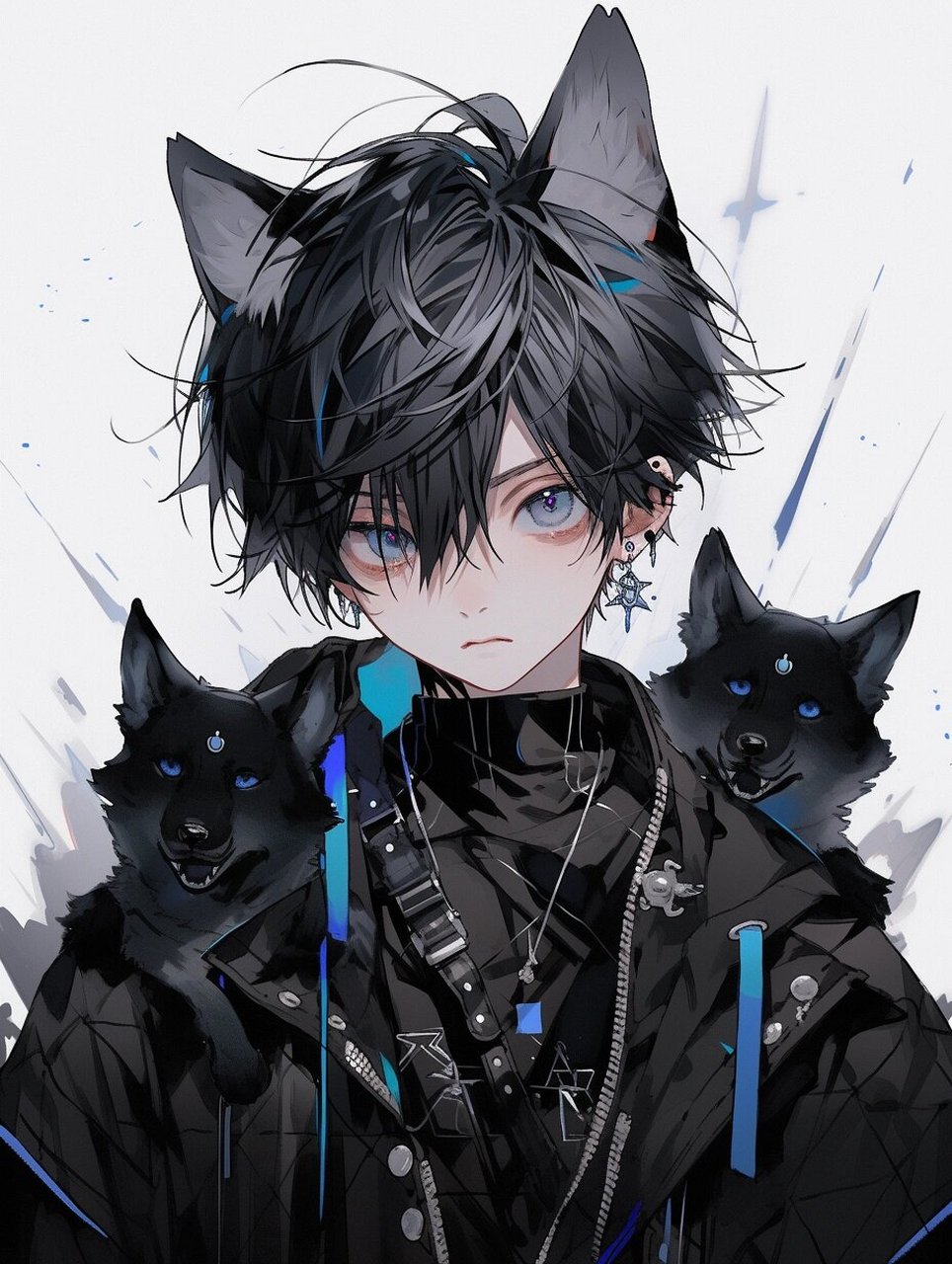 帅气狼崽子 | 动漫男生头像壁纸插画素材