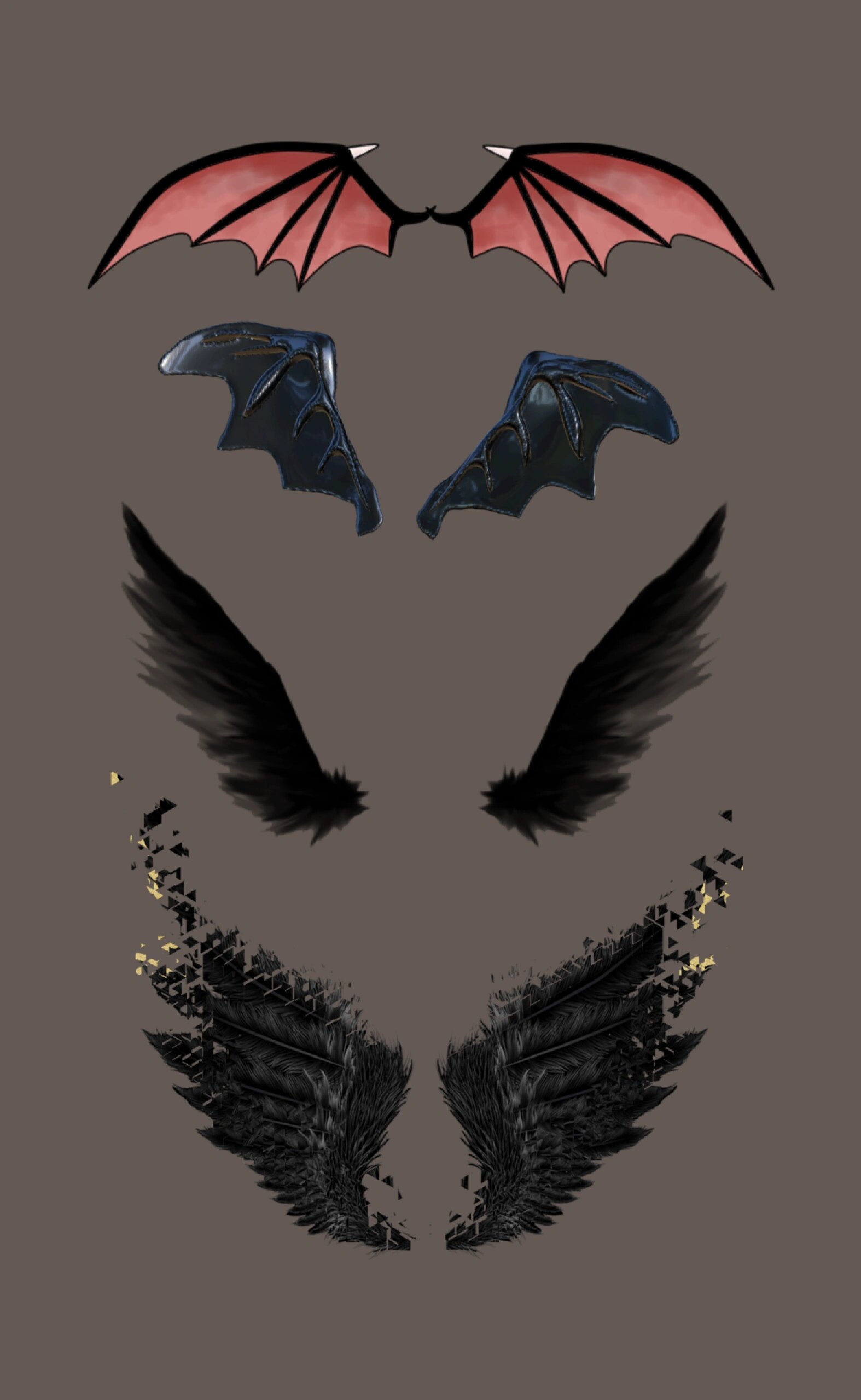 恶魔黑色翅膀电子手账海报设计免扣素材分享