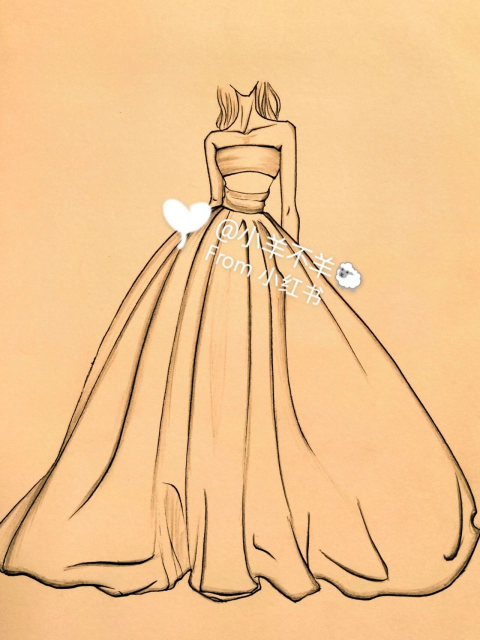 美女黑白简笔画#绘画教程77(附过程) 婚纱礼服手绘简笔画☞绘画过程