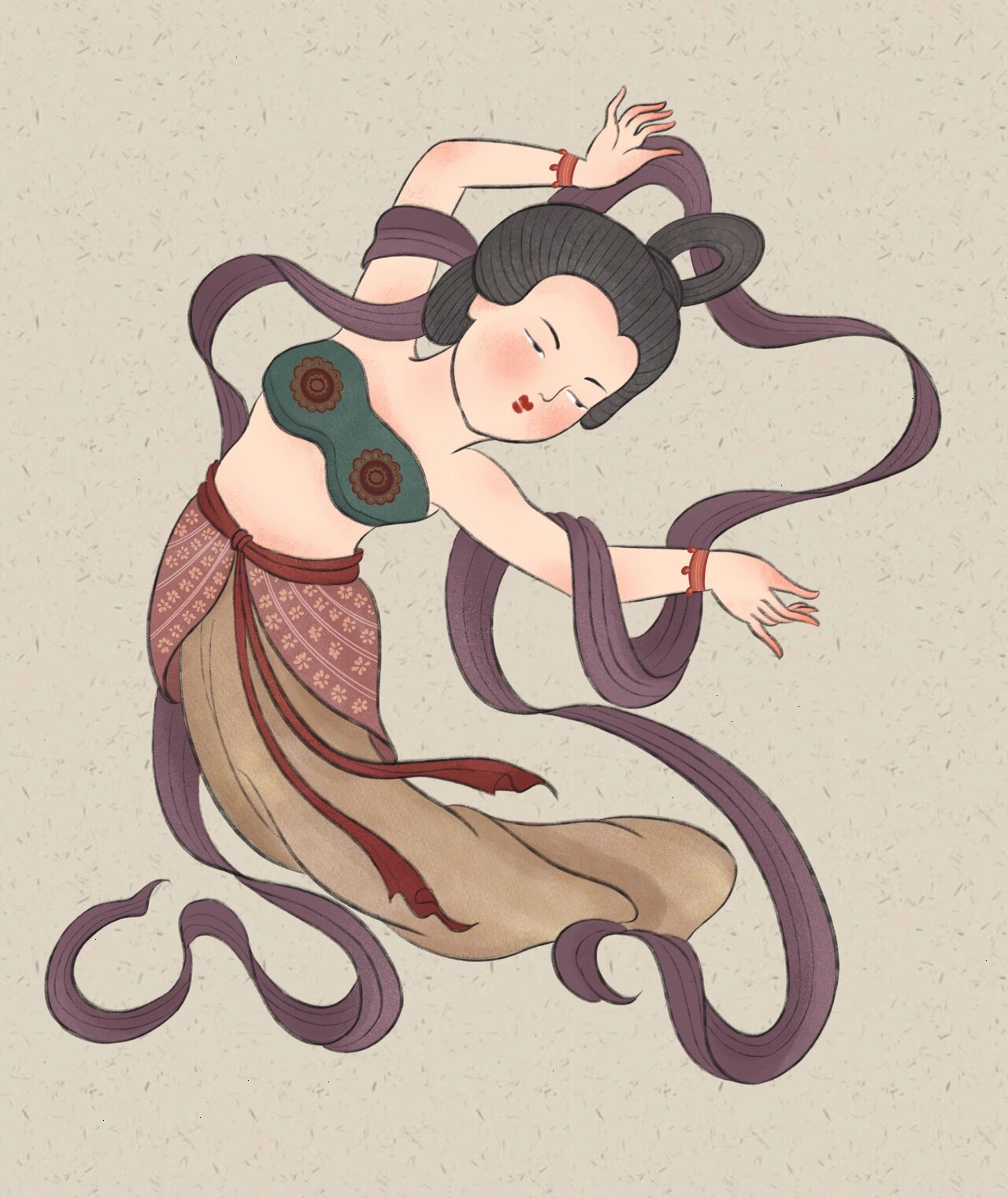 一组可爱的飞天仕女图来啦