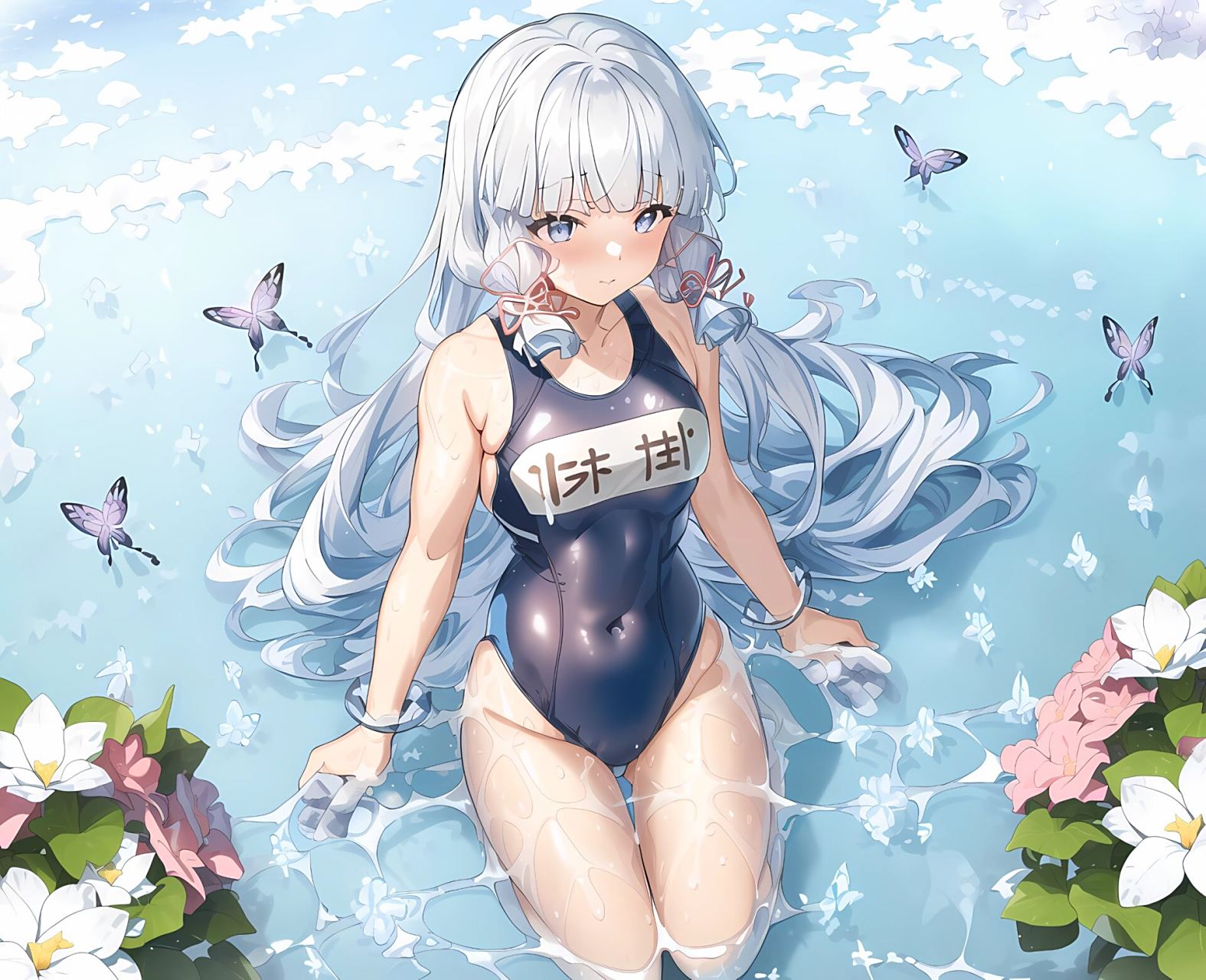 动漫美女-v8(神里绫华)泳衣 这次神里小姐海边玩水换身泳衣了