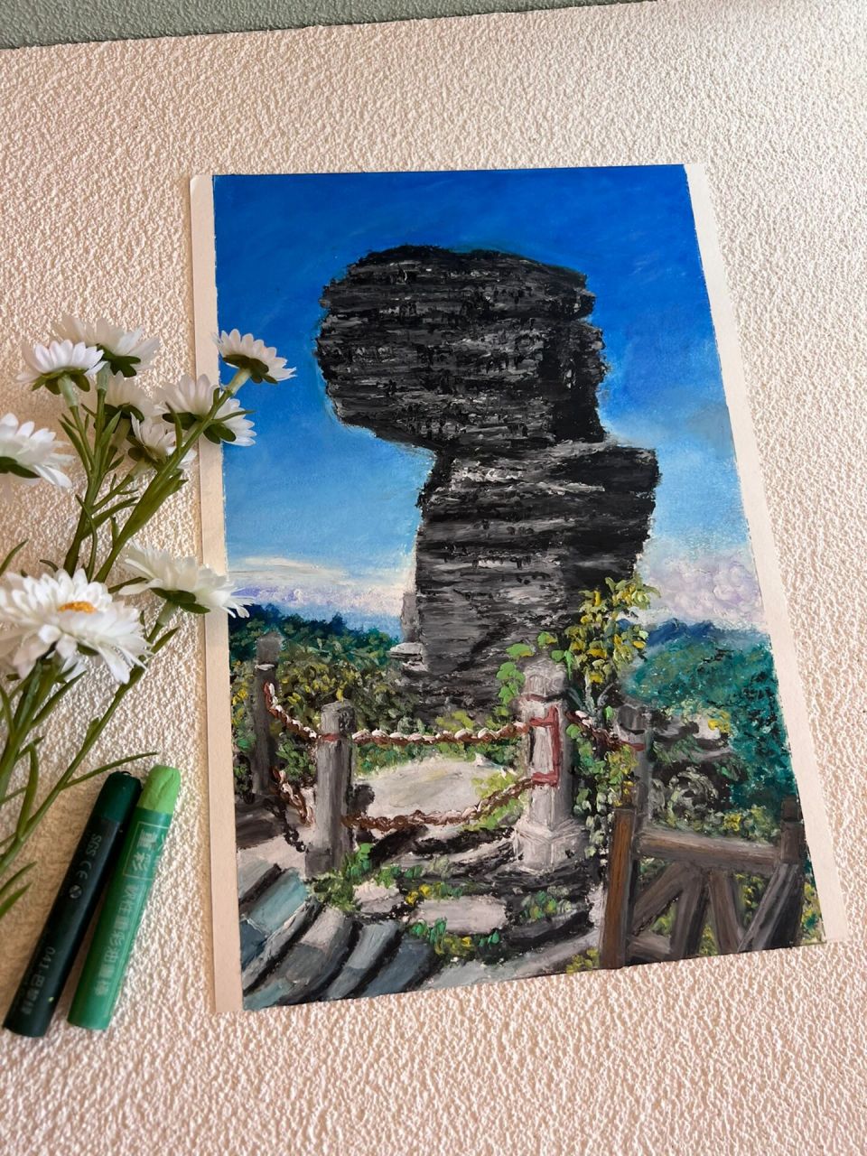 油画棒梵净山 怎么又画了一张,因为有个网友喊我出一个教程,画到后面