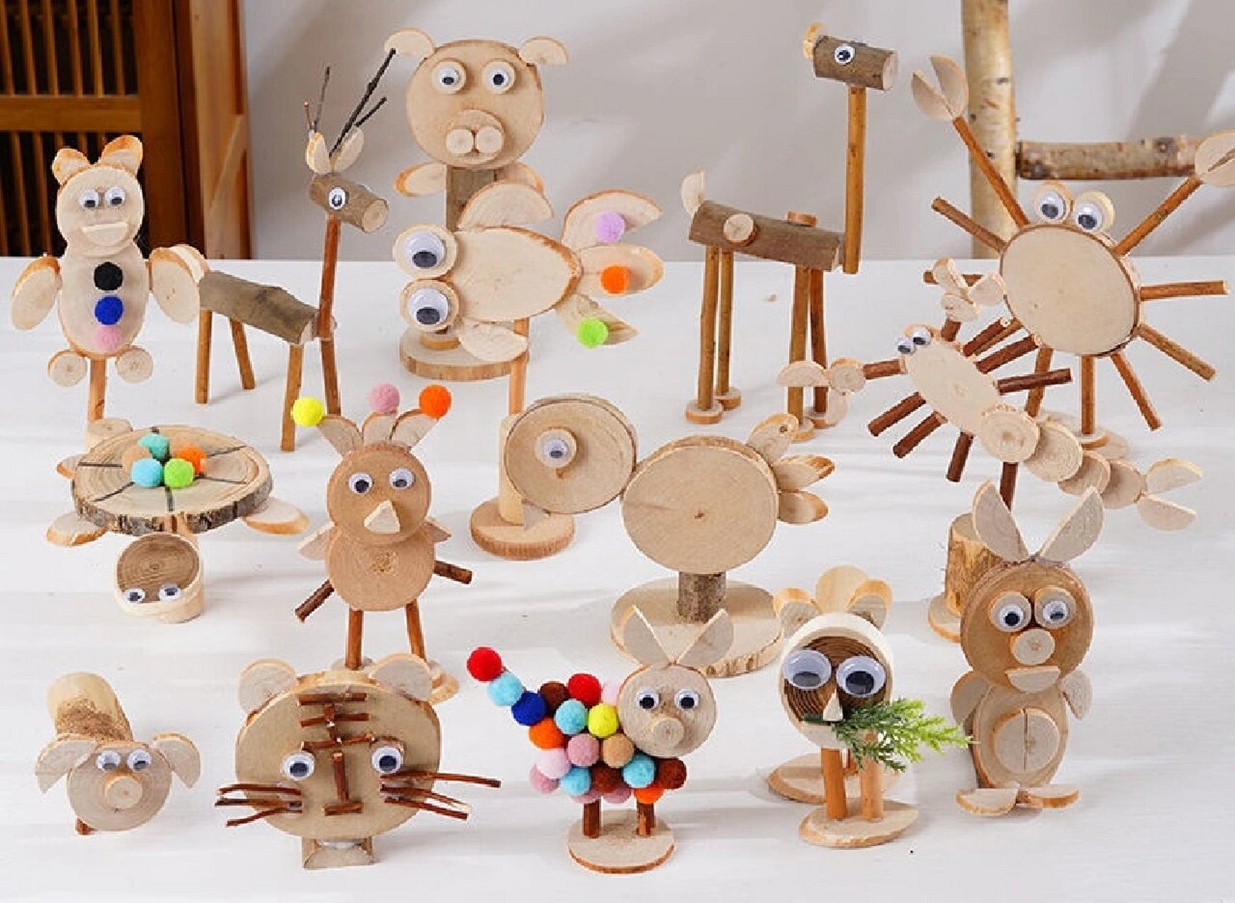 幼儿园—木工,树枝,年轮—手工动物