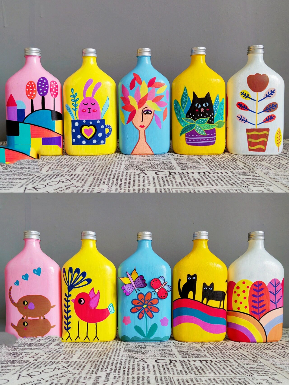 瓶子画 画材:广博丙烯马克笔 丙烯颜料 丙烯颜料打底色 广博丙烯马克