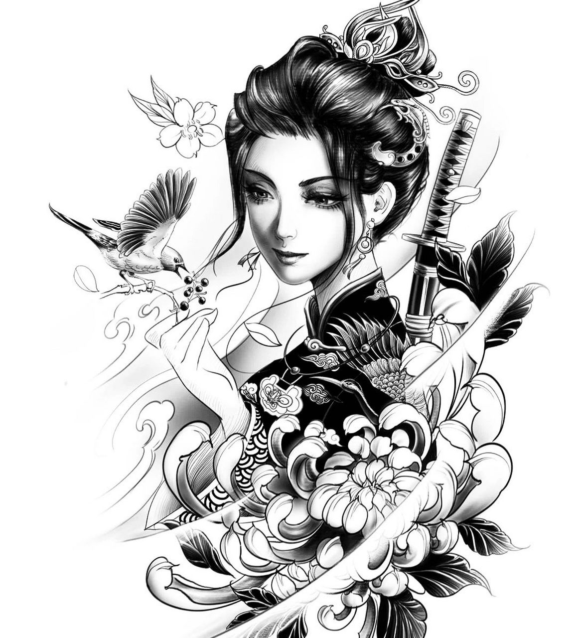 搜集到的好看的艺伎纹身之第26615弹 好看的艺伎纹身第26615