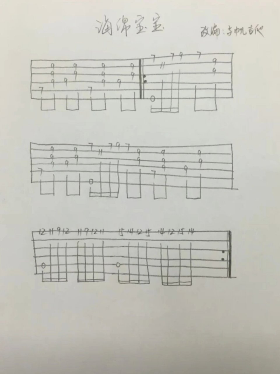 海绵宝宝主题曲 吉他友们又一个练手吉他谱来了