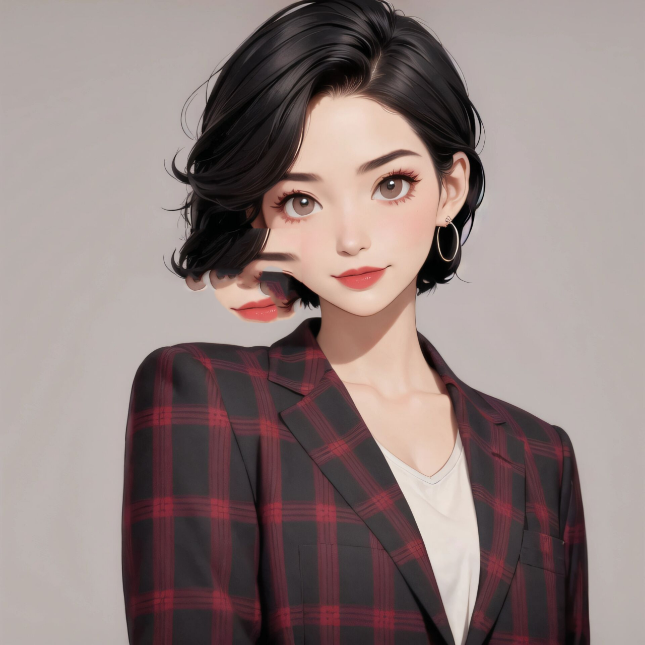 7815红色西装酷飒成熟女生职业头像