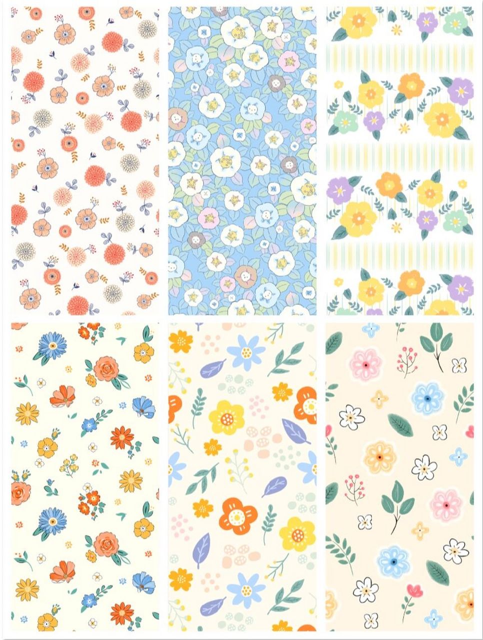 68期 多彩花朵花花图案 原创手机壁纸插画 花型 | 图案设计 可约稿