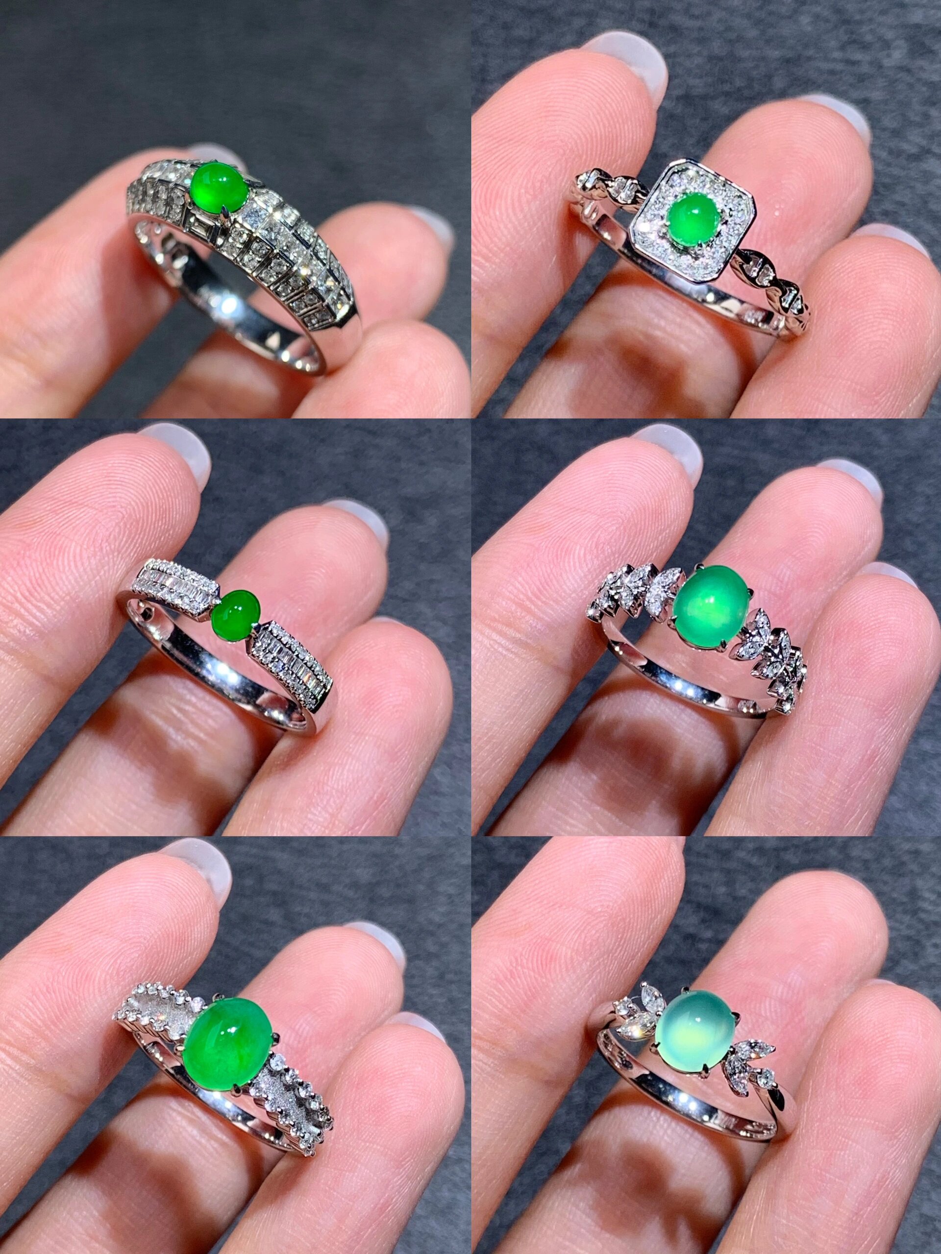 翡翠绿蛋面戒指款合集