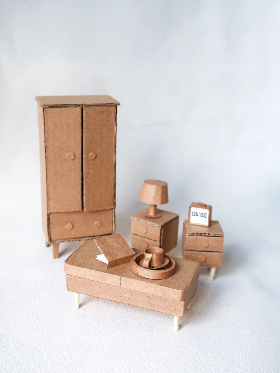 废纸箱改造diy手工迷你卧室家具 卧室里的小可爱家具来集合啦!