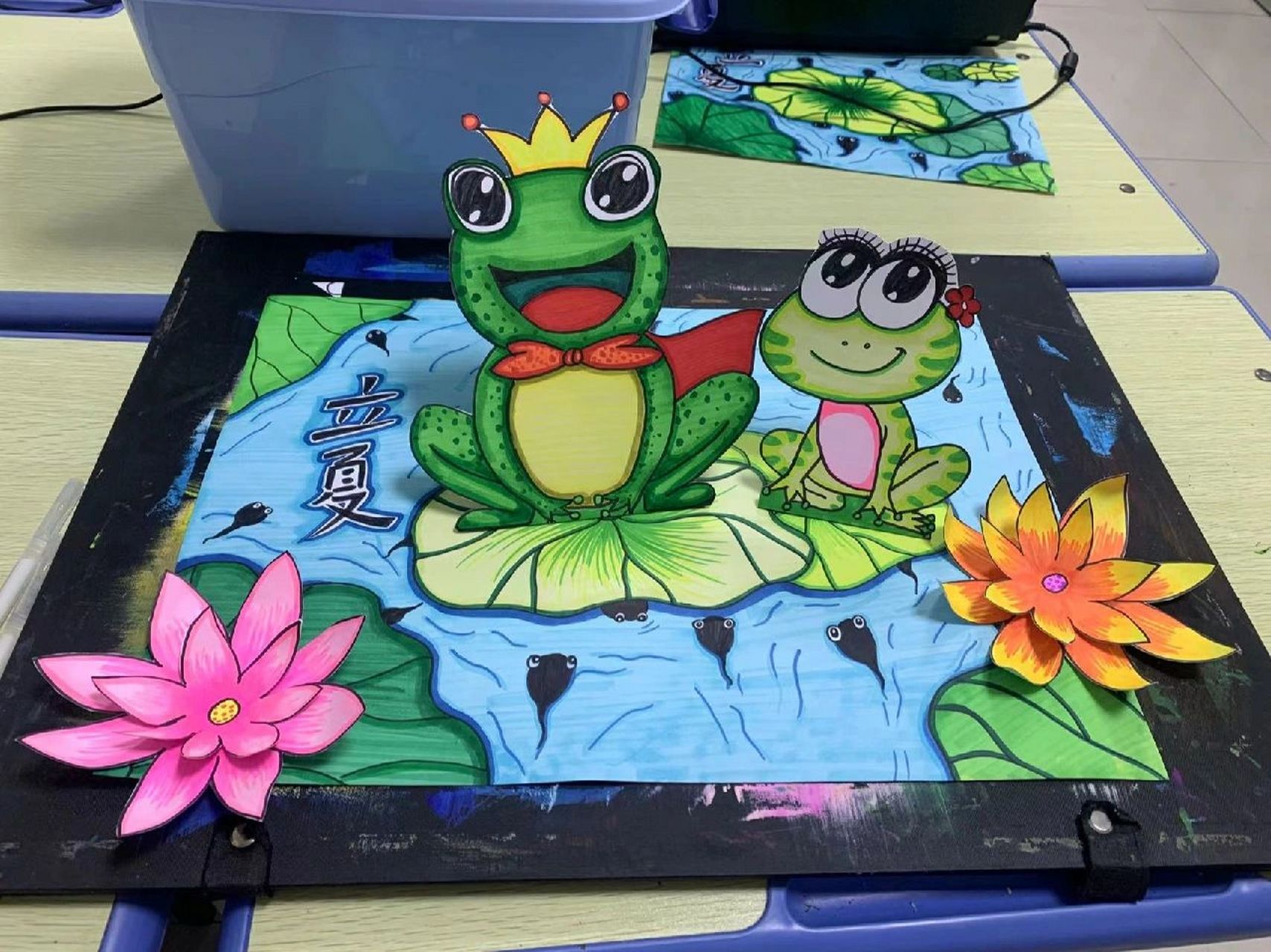 青蛙娃子们～立夏主题画分享 代老师用了三张 200克的专业绘画卡纸