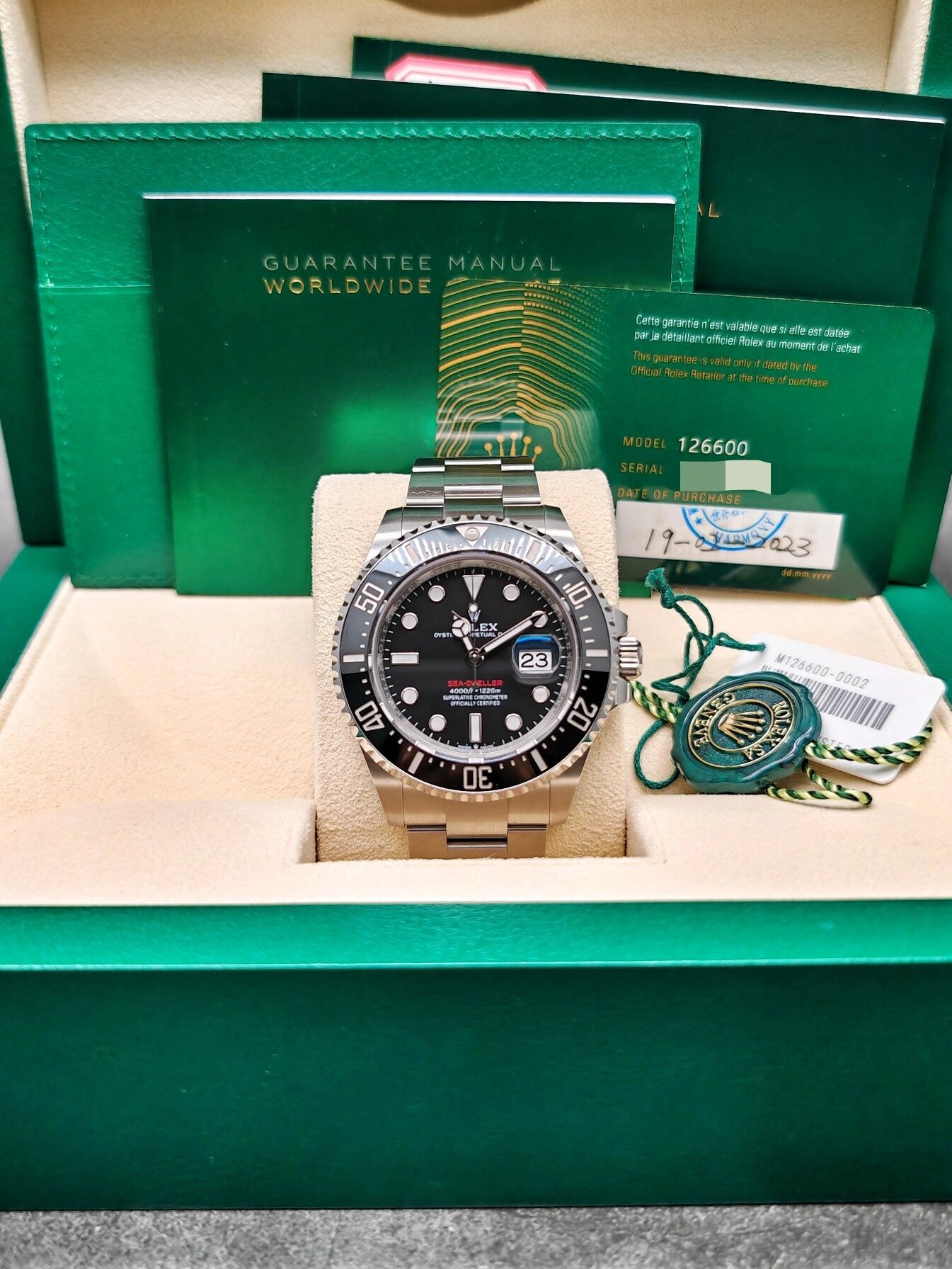 【23年二手单红】劳力士126600单红海使型,红字海使,43mm表径,2023年2