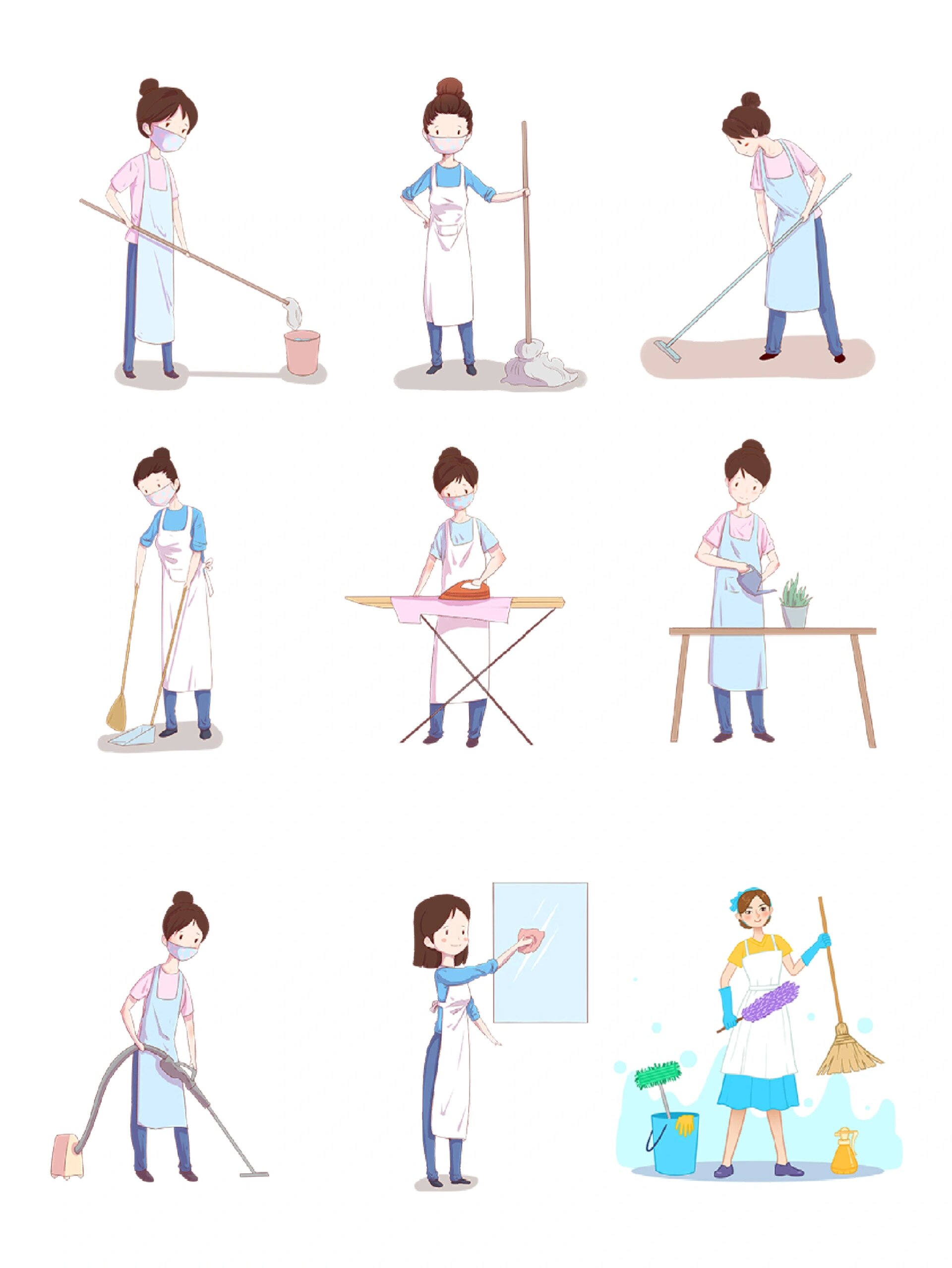 🌻世界卫生日卡通打扫人物