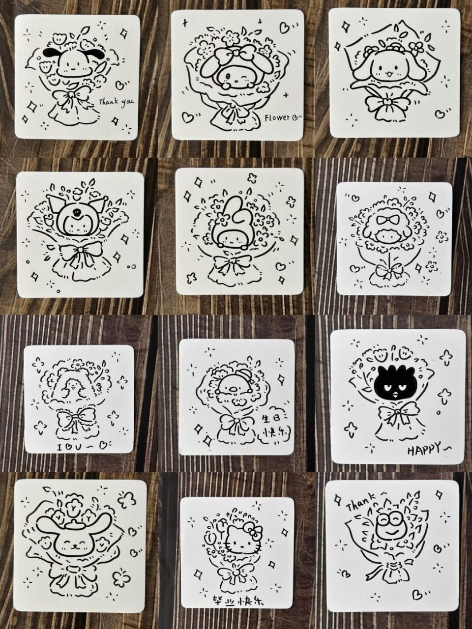 简笔画|12款三丽鸥节日必备花束小卡片合集 #每日一画# #画画的日常