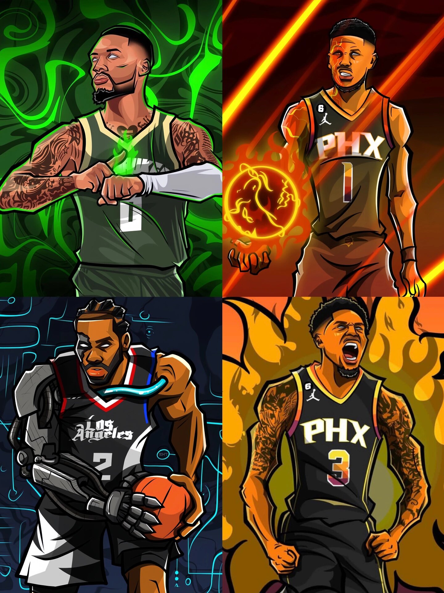 nba球星插画壁纸! 有你喜欢的球星吗?留下他的名字.