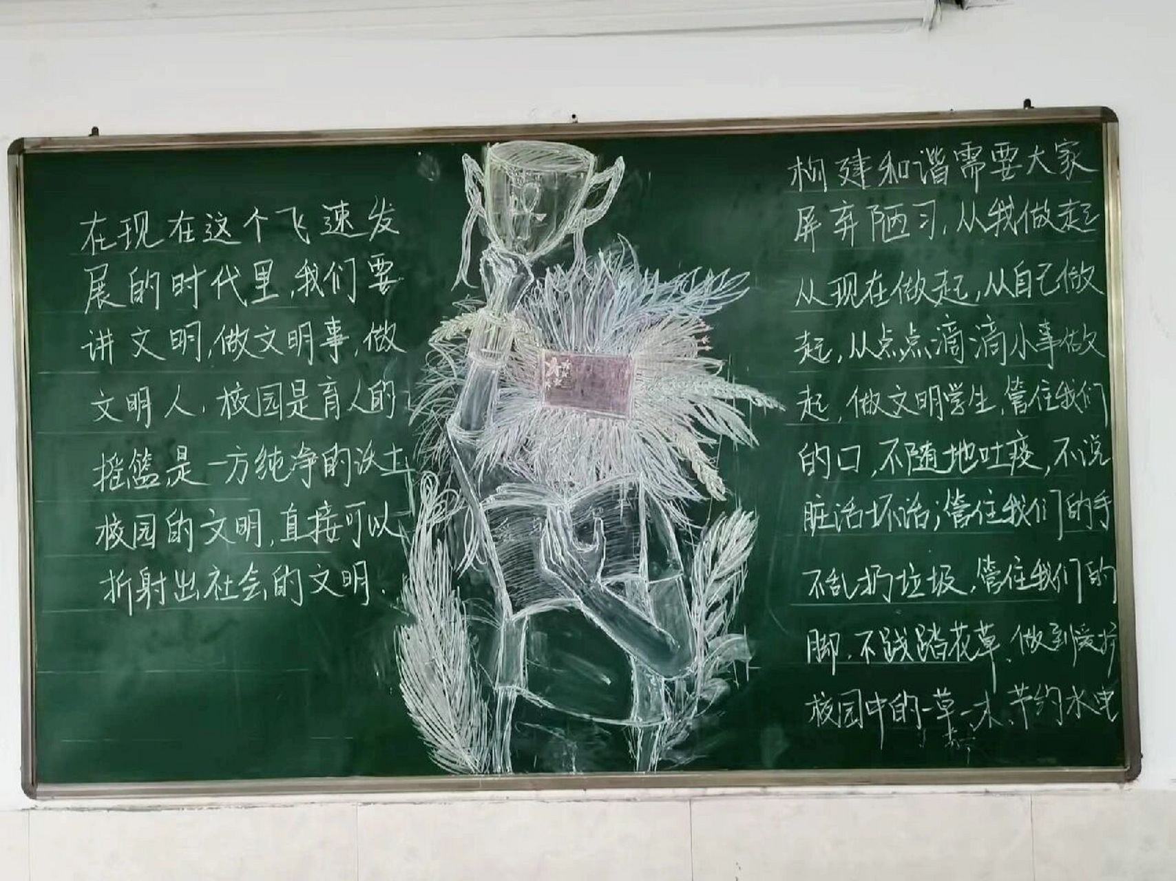 高中生黑板报94   在学校合伙搞的字是班里的美人写的画是我加班搞