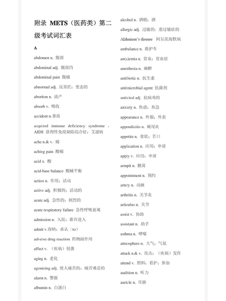 mets二级词汇表166 mets二级词汇表166 (共3节,不断更)