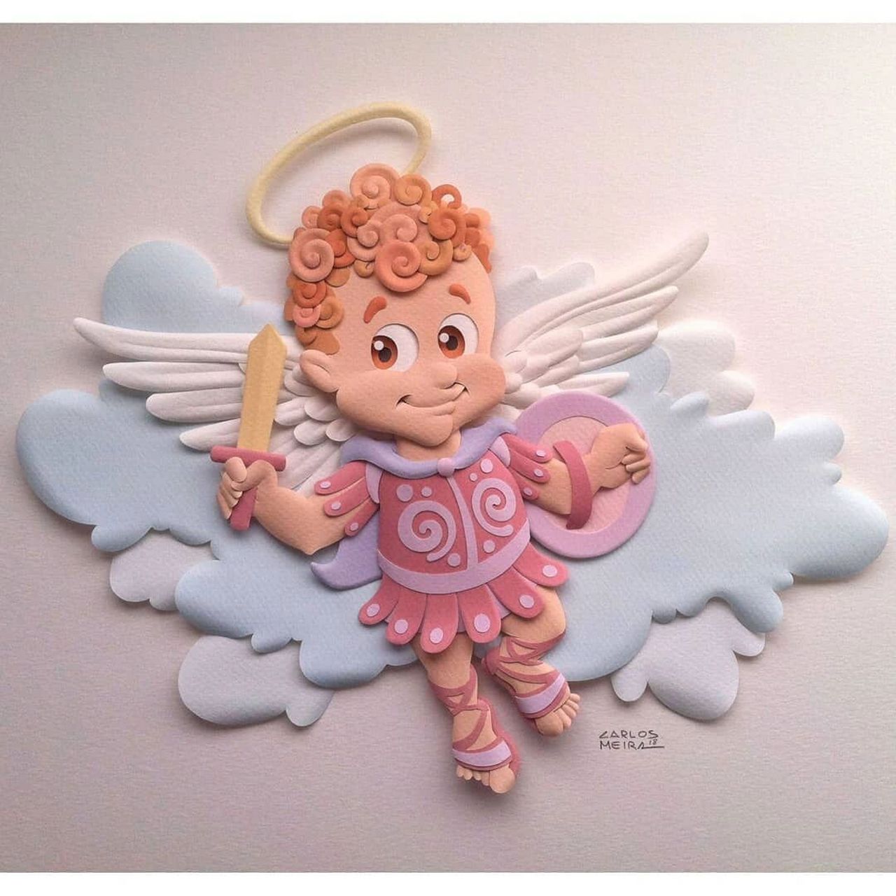 纸艺|纸浮雕:哇哦～可爱到犯规的天使baby6015 作品分享 艺术家