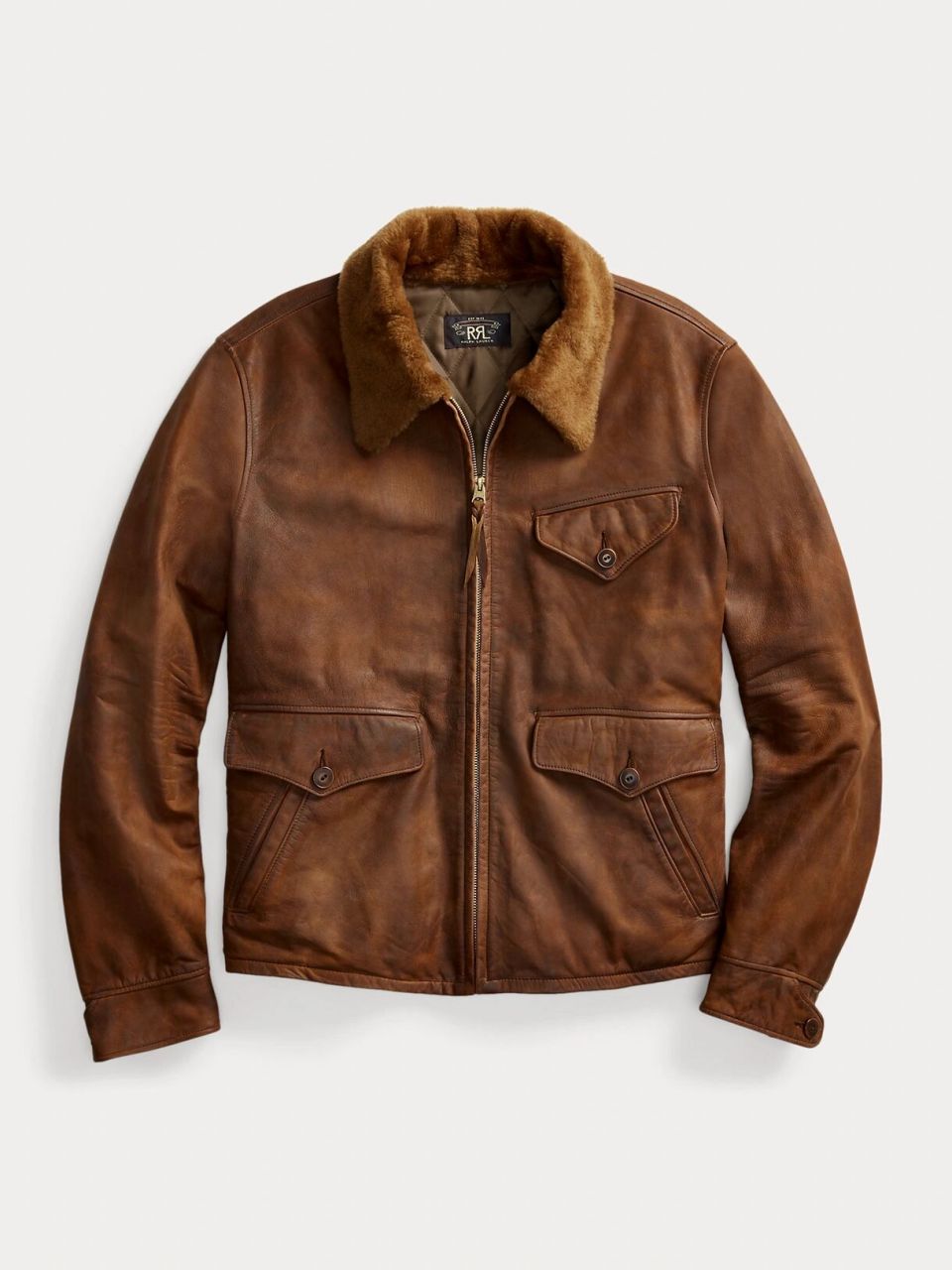 店铺现货 |rrl毛领1930s报童皮衣 最近店内拿了一款rrl的皮衣,这款