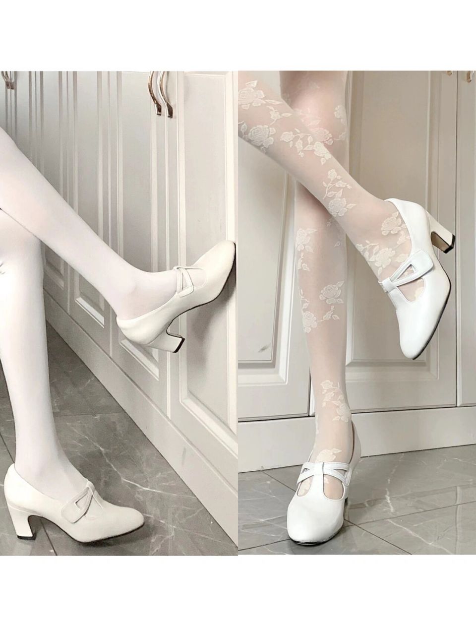 白色丝袜搭配 高跟鞋图片
