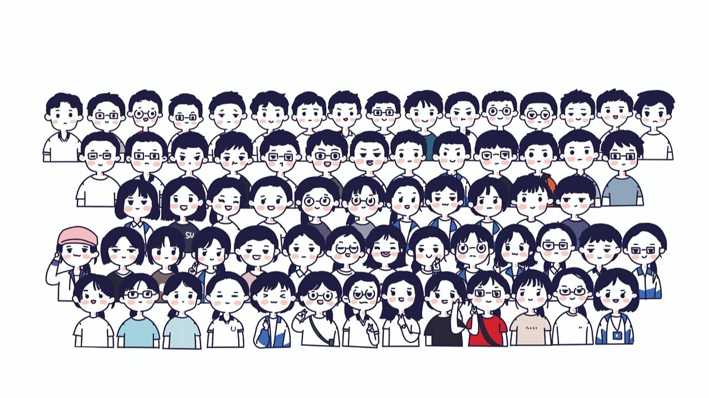 全班合照简笔画 画得可累了哈哈哈