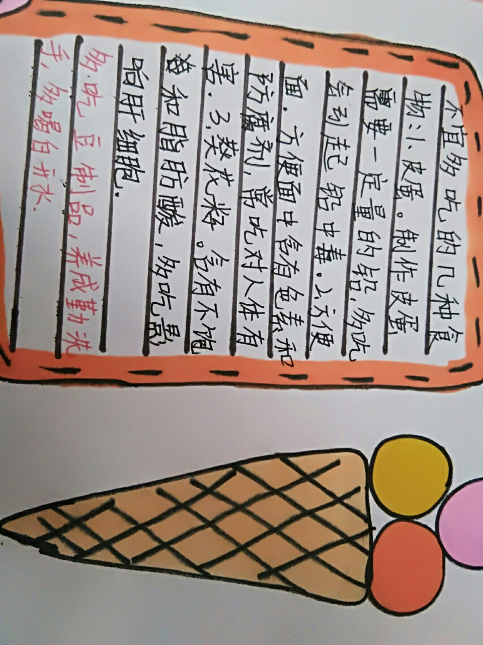 食品安全手抄报(冬季两字写错了91) 冰激凌90大家可以自己画大