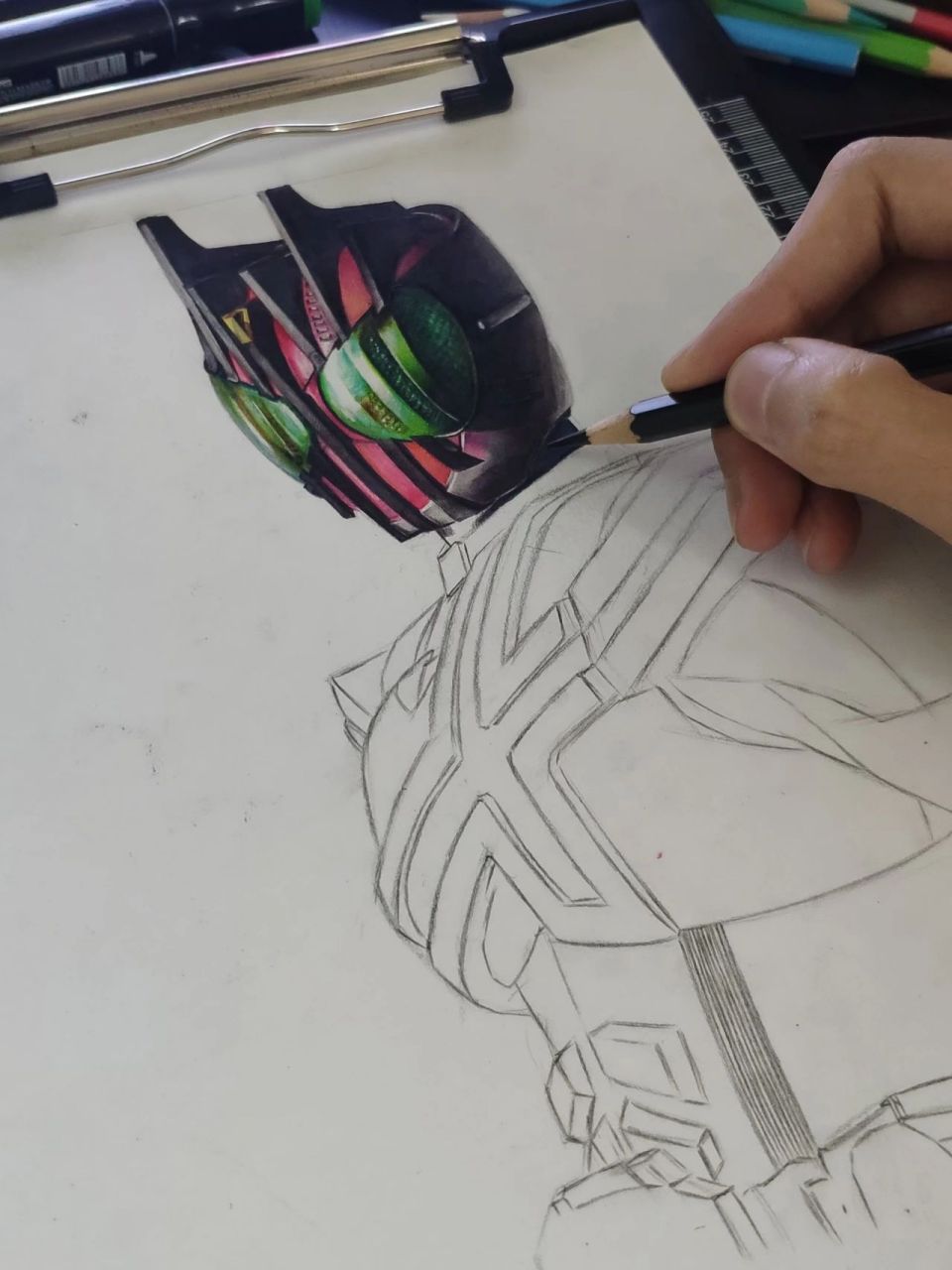 假面骑士帝骑和双骑 dk  ddddk   w 哒哒哒w 手绘假面骑士帝骑背景