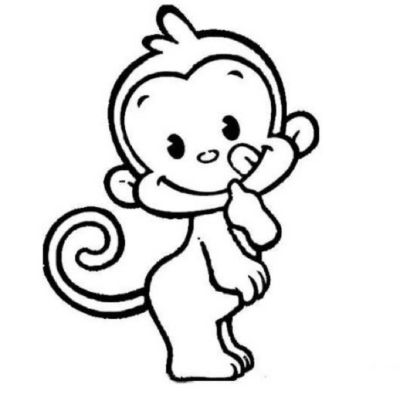小猴子简笔画/创意美术/简笔画素材/儿童画 小猴子美术,简单的结构