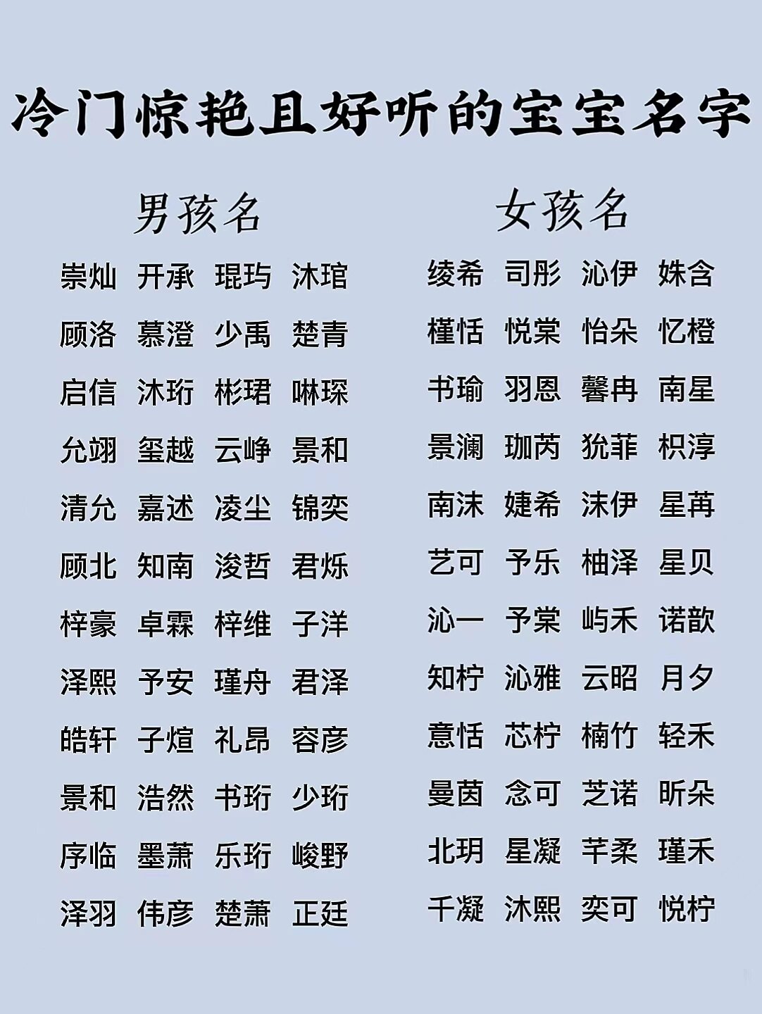 冷门惊艳且好听的宝宝名字|宝宝起名