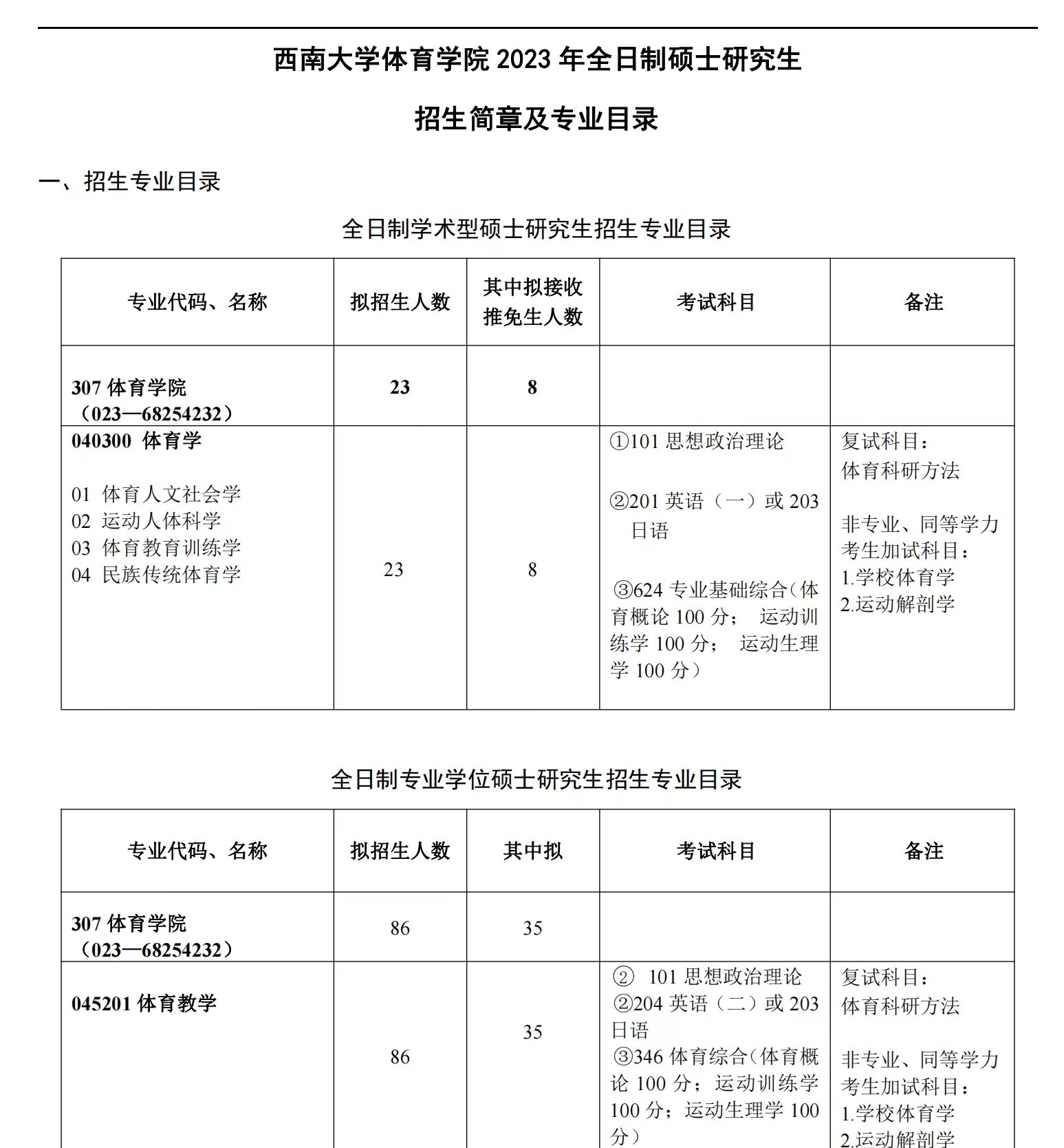 西南大学体育考研