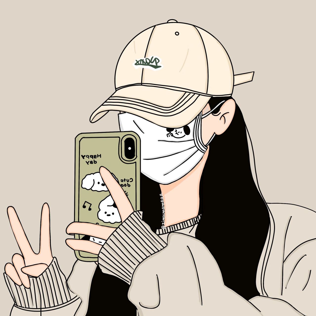 插画头像,这是一组戴鸭舌帽自拍不露脸情头 把男头安排上了,你们要的