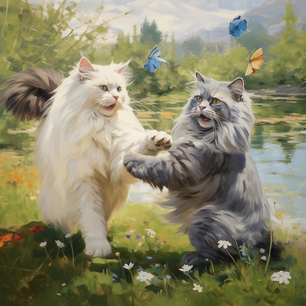 超可爱的猫咪头像 出了一组莫奈风格的猫咪头像,超萌的!