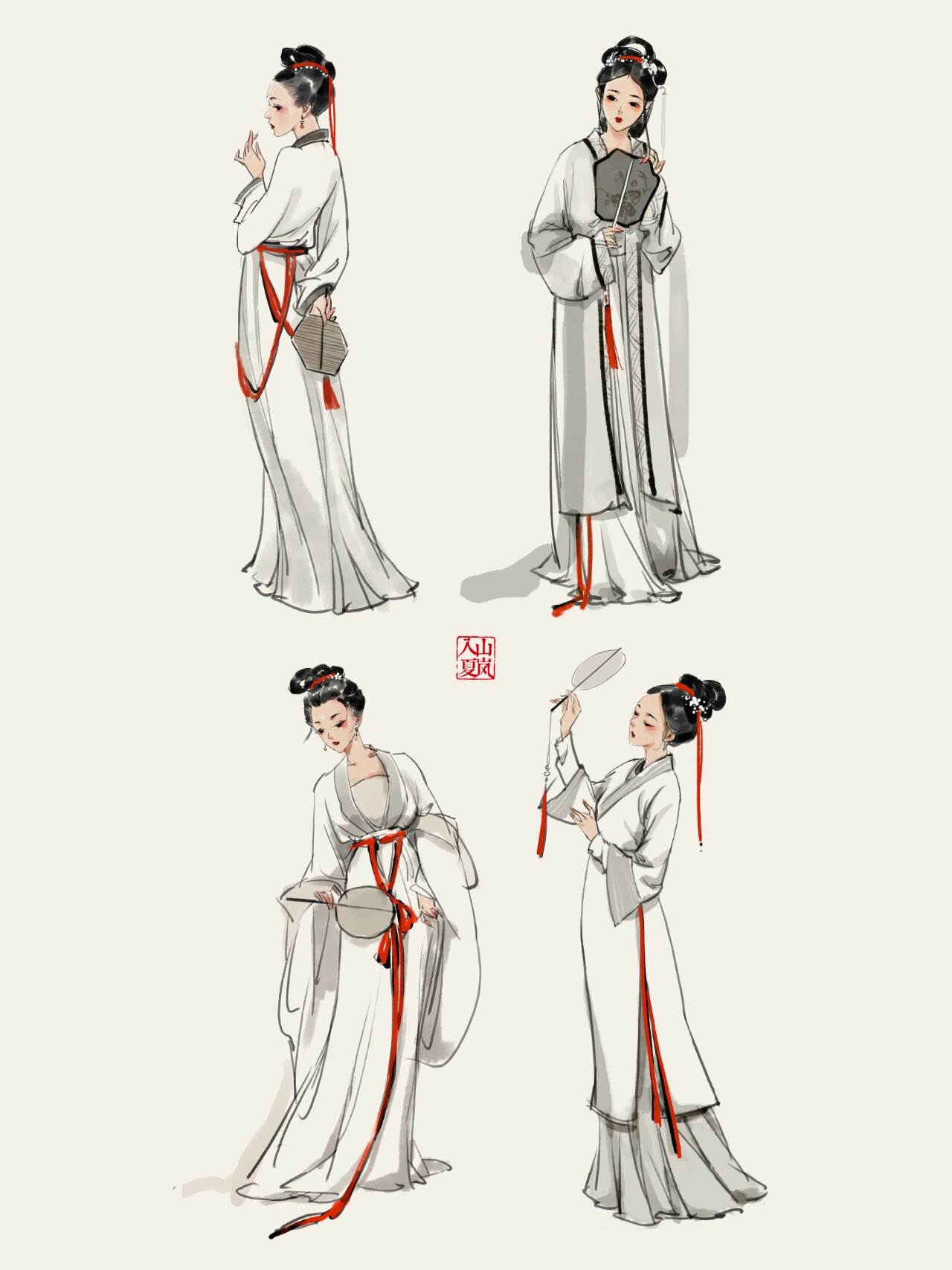 汉服姿势| 执扇站姿1234
