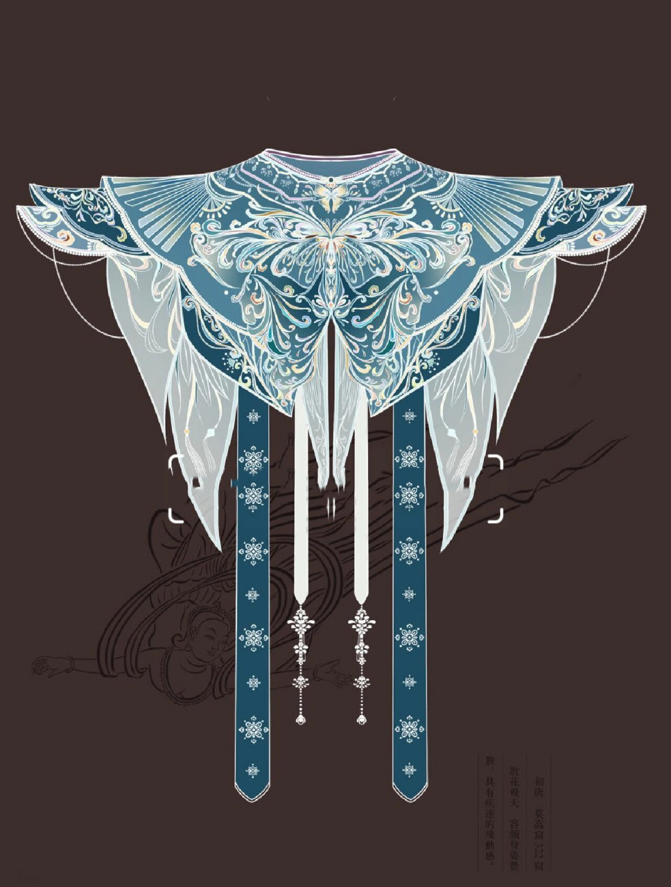 云肩 画了很久的线稿,画yue了,虽然小蝴蝶元素很多但真的超级可爱