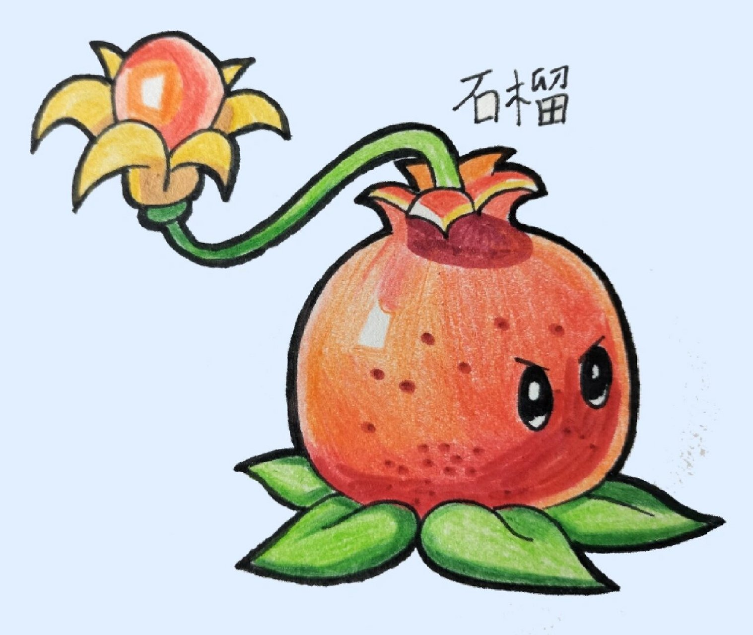 植物大战僵尸绘画石榴家族