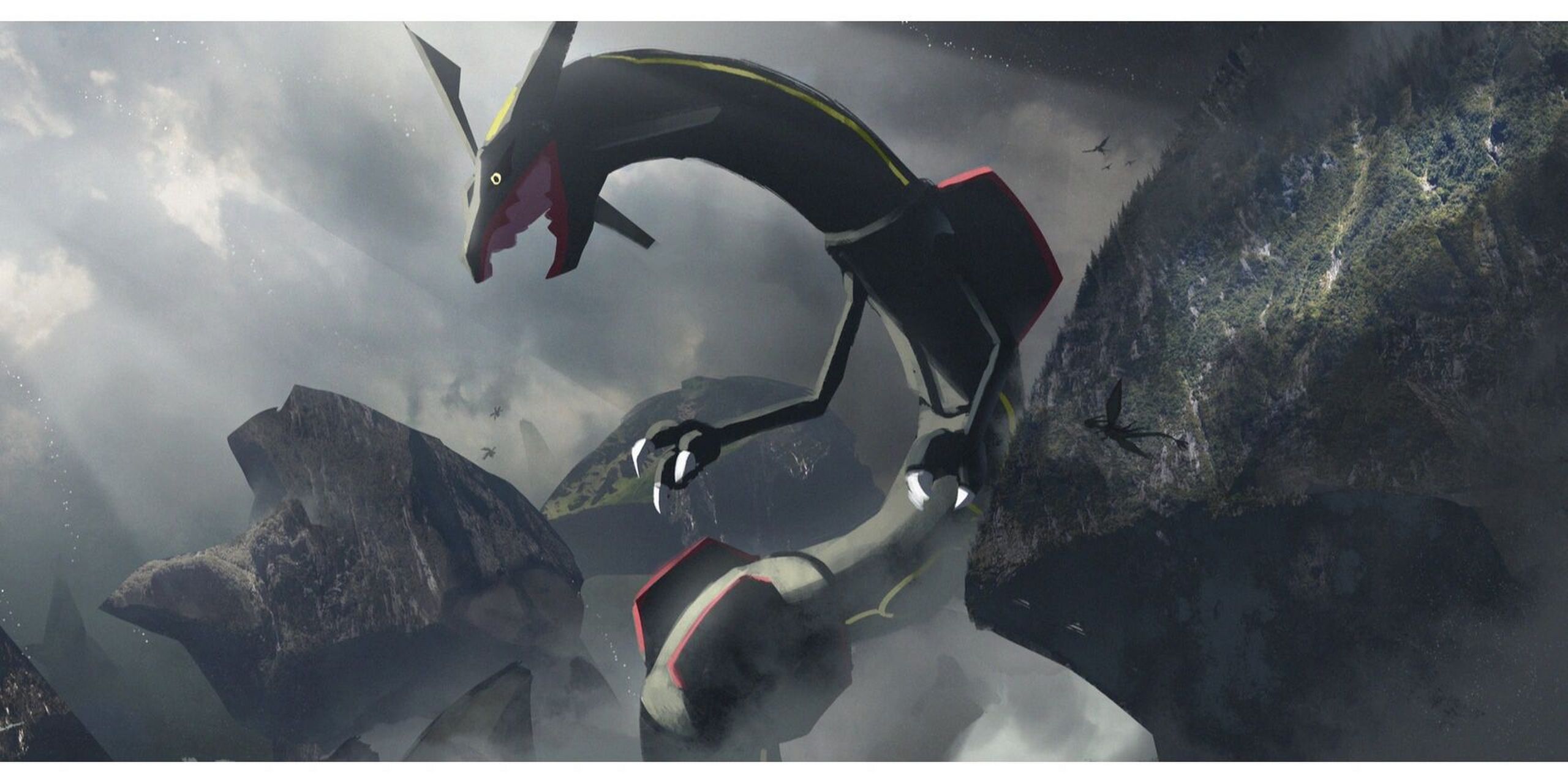 宝可梦壁纸 神兽篇 闪光裂空座 4k画质 黒い嵐 转载来自画师  あすて