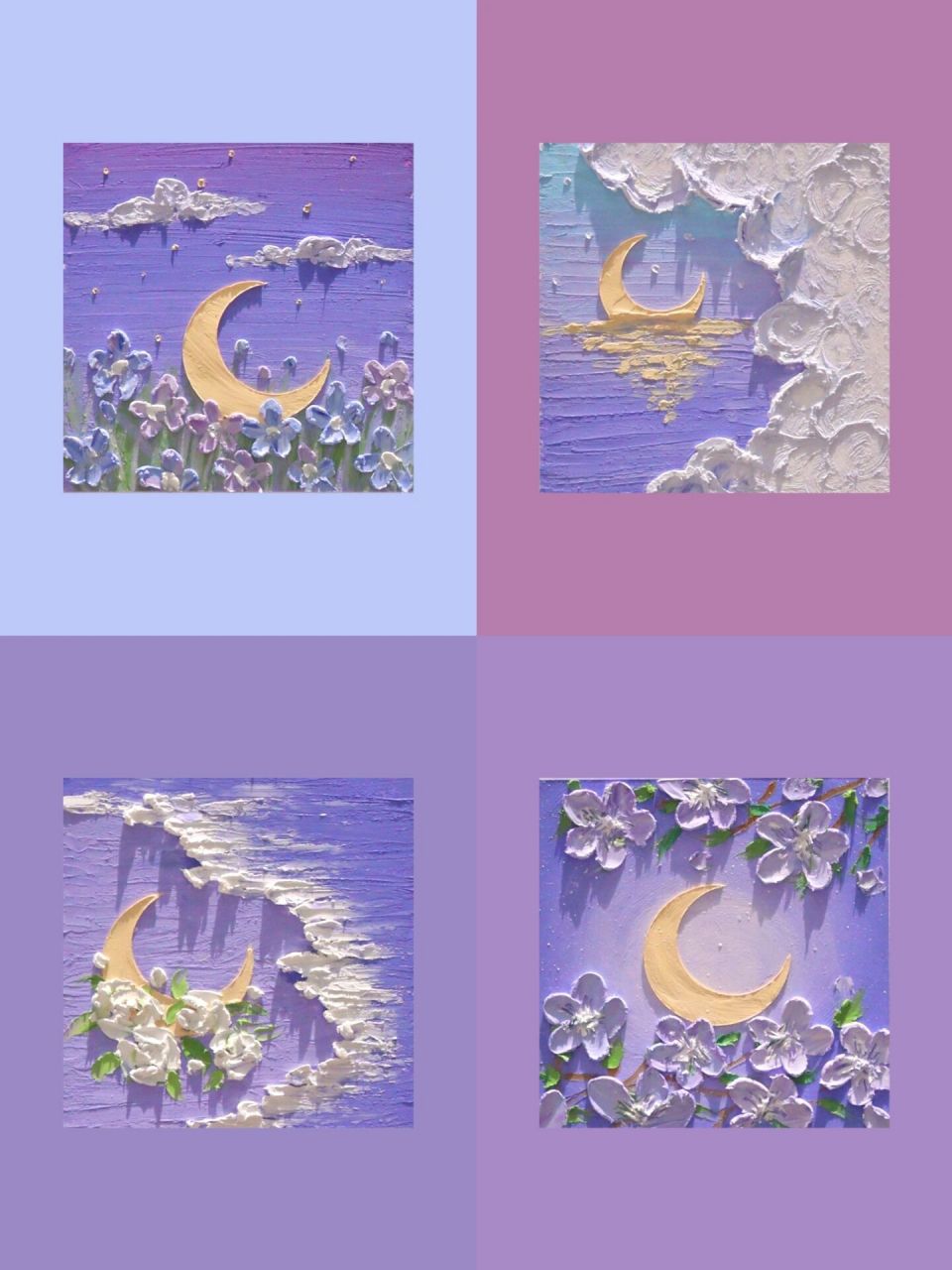 油画棒|90紫色系·梦幻风景四宫格(附色号) "莫奈说:新鲜的空气是