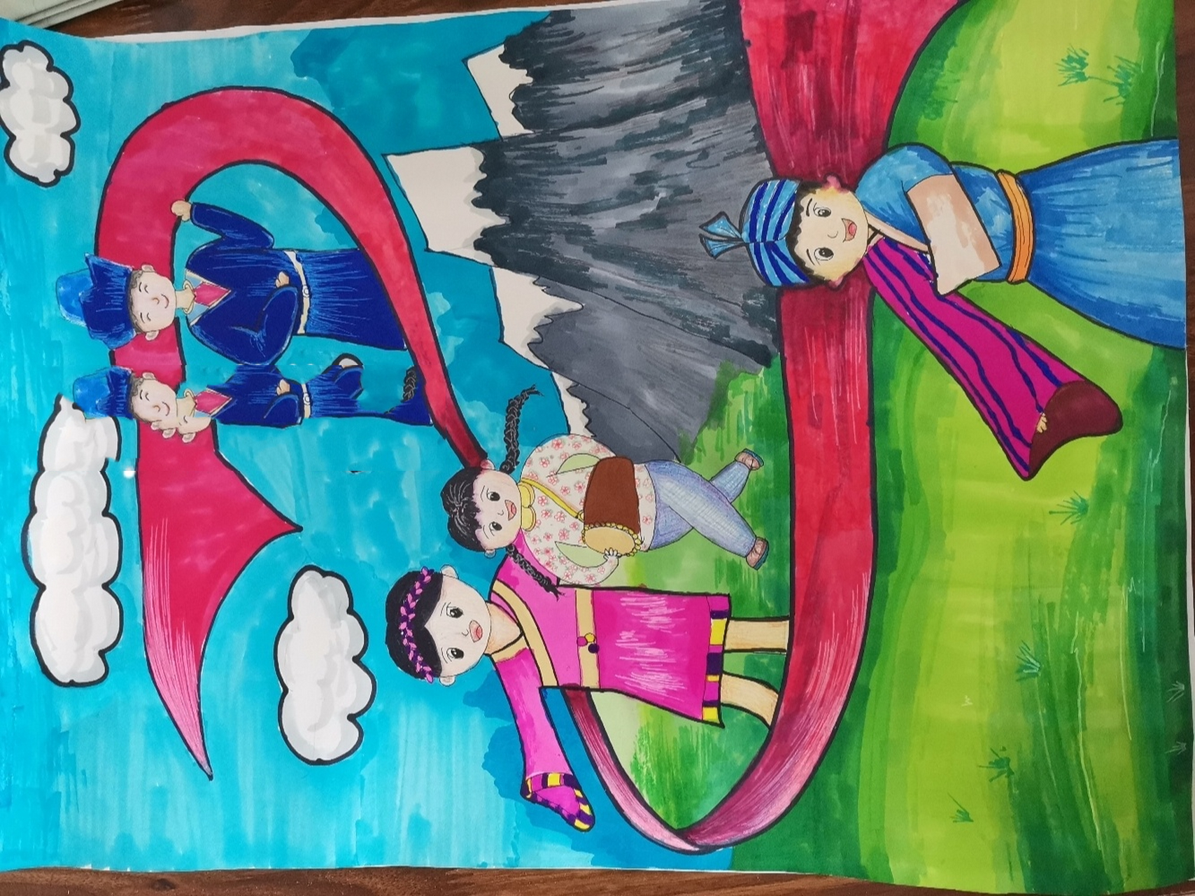 阳光下成长  小学生绘画作品 小学生绘画作品阳光下成长