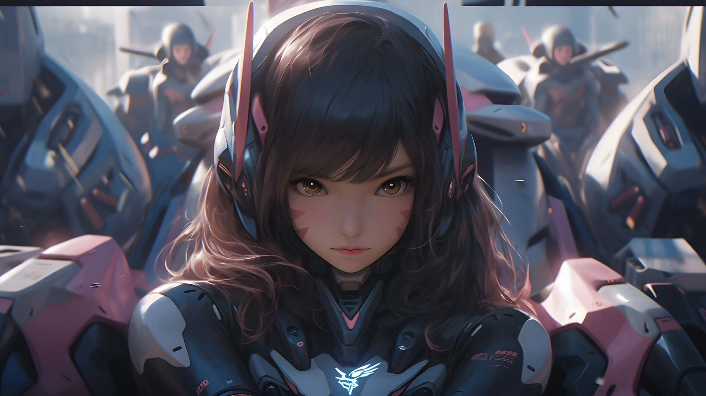 midjourney|电竞少女 dva|4k 16:9电脑壁纸