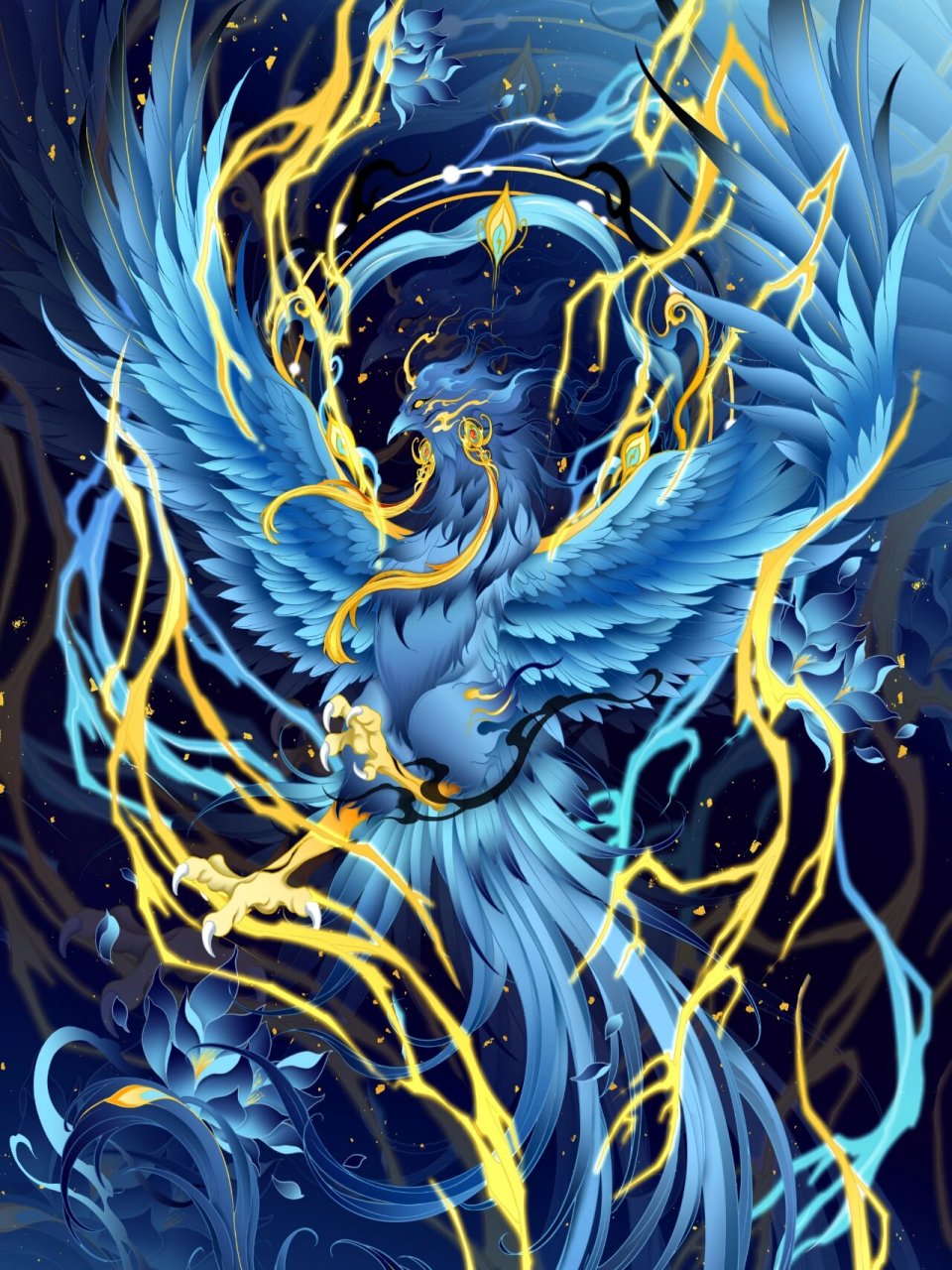 【凤九雏系列—雷鸟】 雷鸟,长着鹰头,身形巨大,有长尾巴.