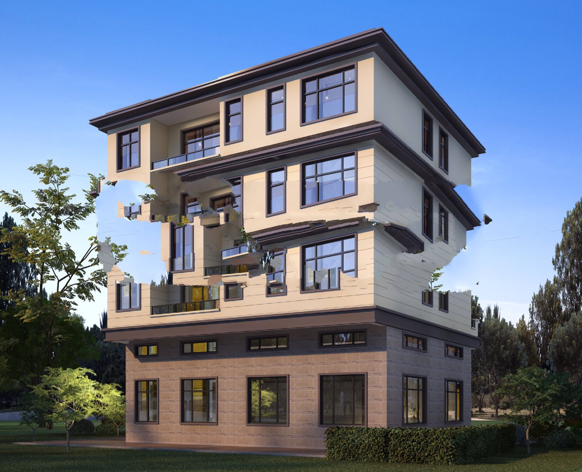 临街商铺四层自建房设计97(附带建成实拍) 编号:yk21013106 占地