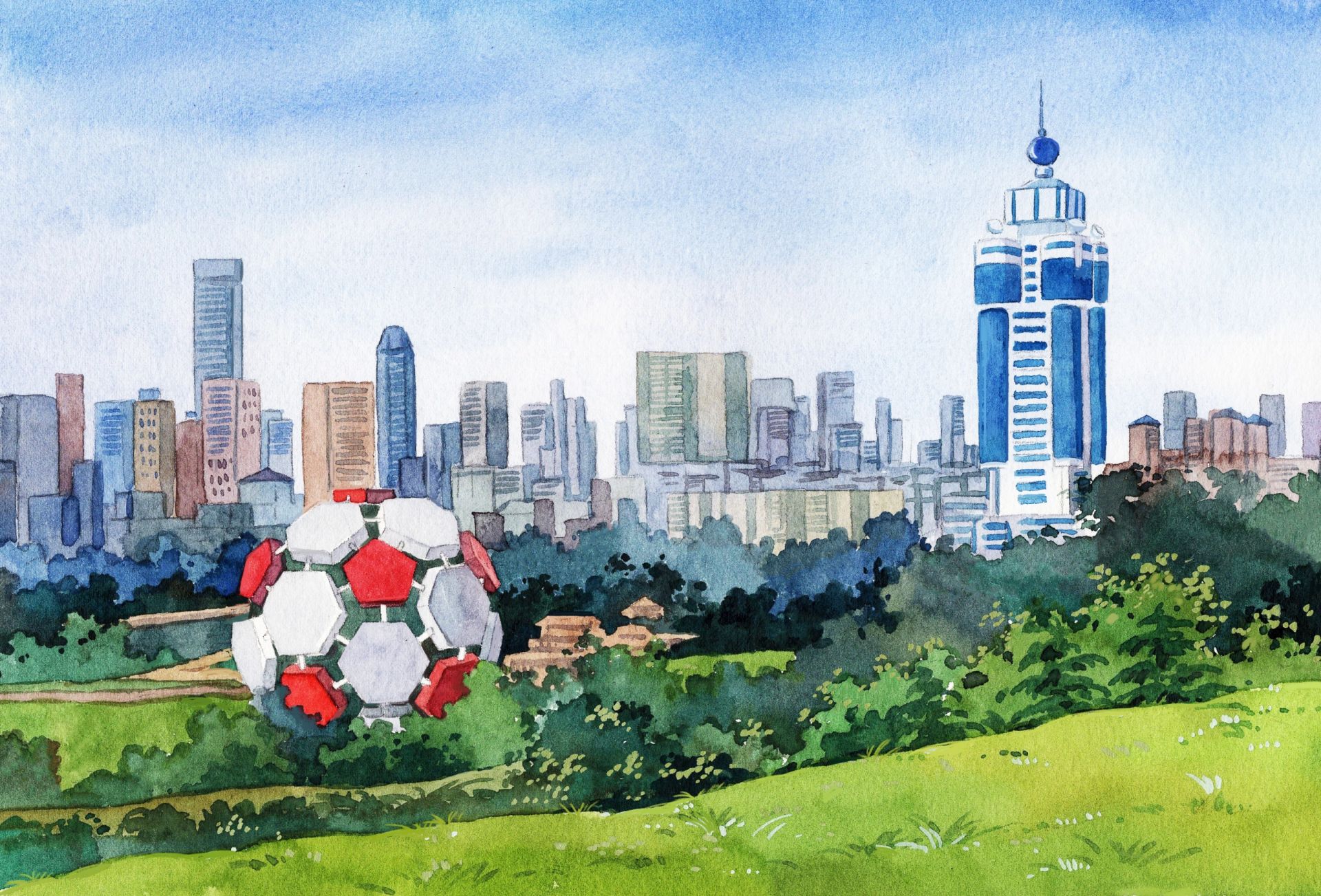 水彩手绘城市——大连