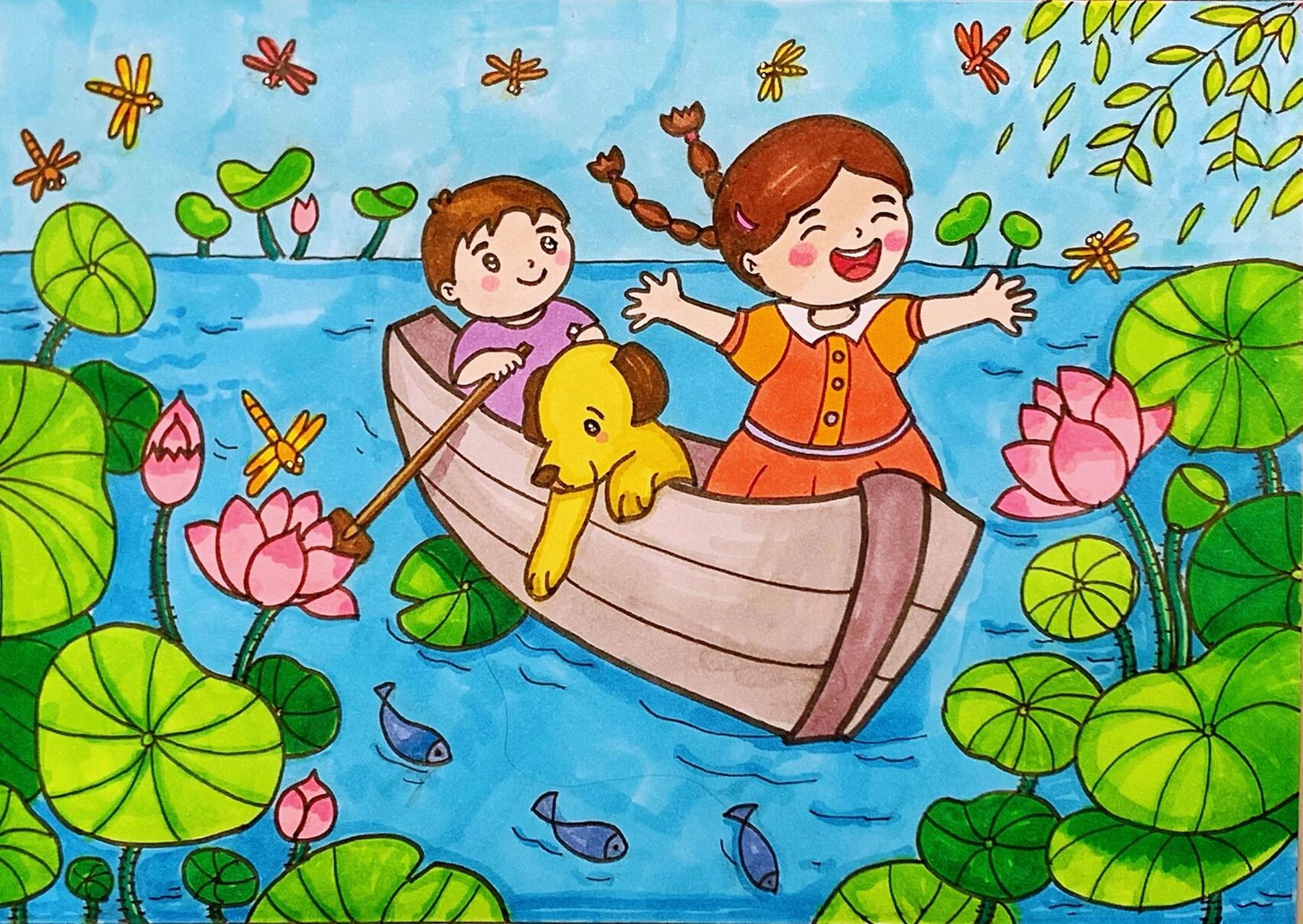儿童画 | 夏天赏荷花 夏天到了,美丽的荷花开啦95 99一组【夏天