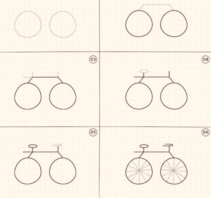 自行车草图 简笔画图片