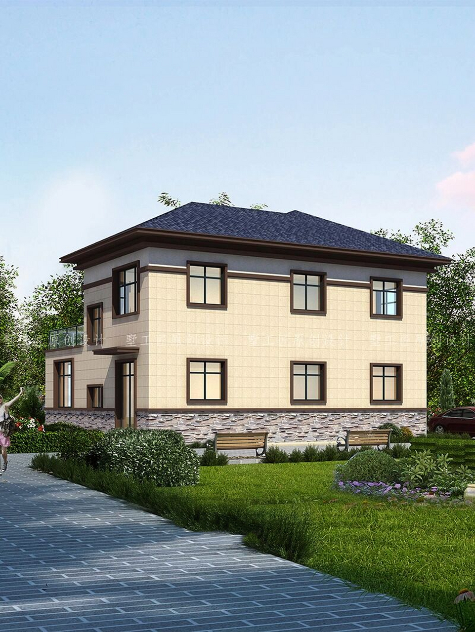 斜屋顶设计的二层别墅,享受它独有之美 别墅占地面积166㎡,开间13m