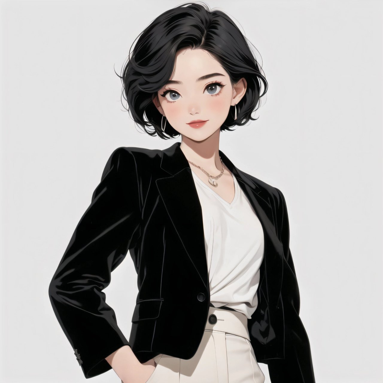 7815短发酷飒黑西装女生头像