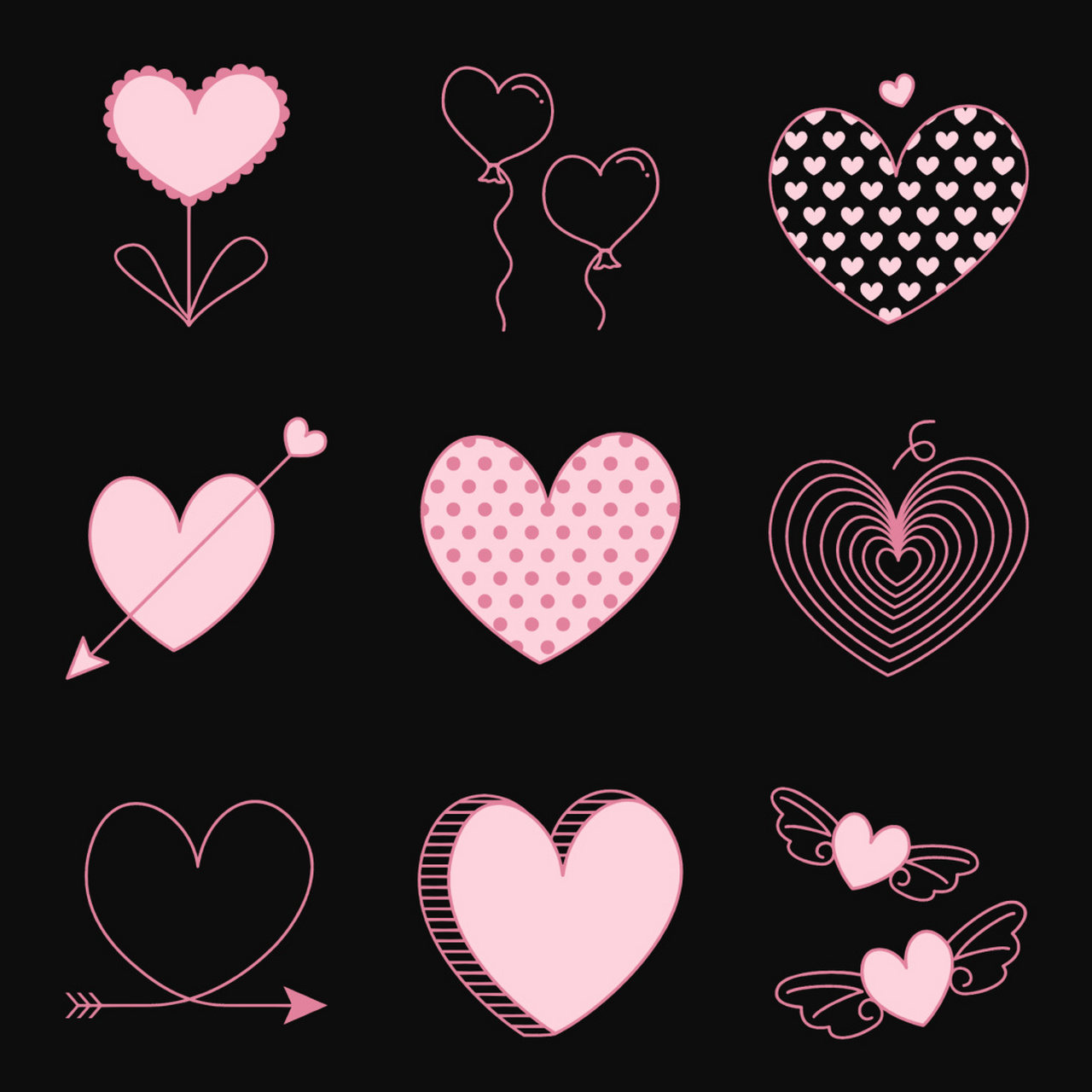 111|情人节手绘涂鸦心形贴纸 大家好,我是媛媛不要圆!