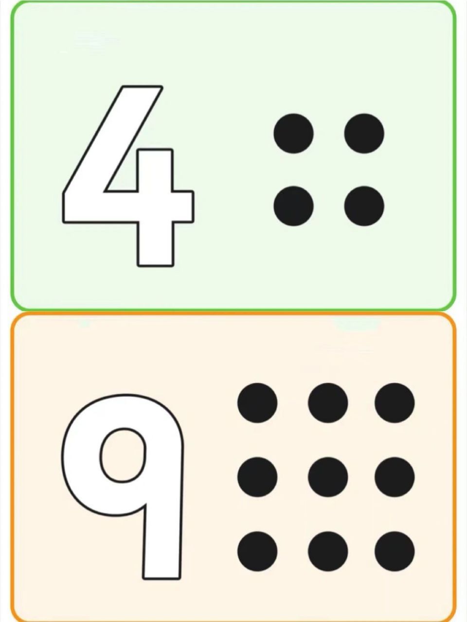 数字卡和点卡1～10 保存打印给孩子数一数认一认吧