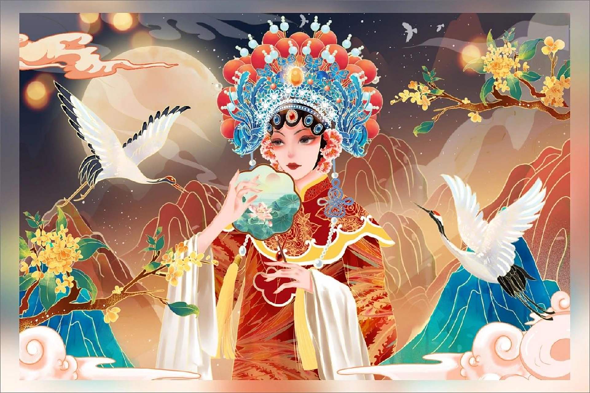 插画分享 | 绝美国潮京剧花旦Ⅶ 古典的身段有着妖 精的曼妙 秋水似的